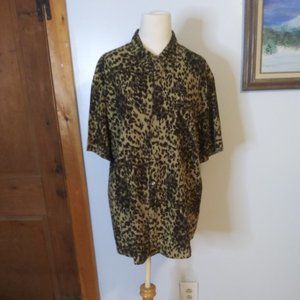 LuLaRoe button down blouse  chest pocket animal print size L